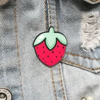 cute strawberry pins vintage brooches for women beautiful acrylic custom pin shirt bag accessories jewelry gift