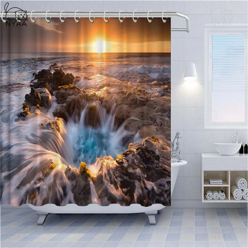 Занавеска для душа Vixm зеленая желтая пшеничная | Дом и сад