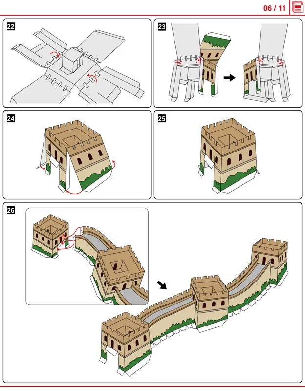 Китайская Бумажная 3D модель Великая стена мировая классическая архитектура
