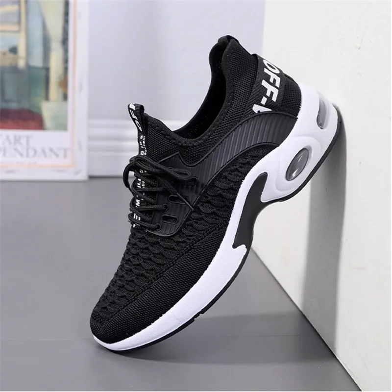 

2021 new summer and autumn men's pedal flying woven mesh student leisure air cushion thick bottom men's shoes