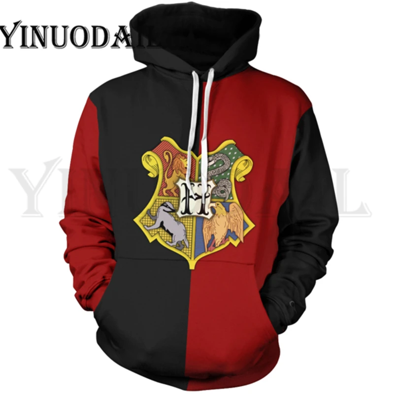 H Wizardry Hufflepuff толстовка с 3D принтом и карманом Хогвартс Гриффиндор унисекс Толстовка костюм толстовки Мужская одежда - Цвет: H