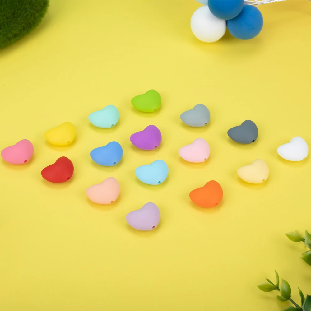 Sunrony-Cuentas de silicona con forma de coraz&oacute;n para chupete, colgante para morder, joyer&iacute;a para la dentici&oacute;n del beb&eacute;, Cuidado Oral del beb&eacute;, collar, 100 Uds.-2