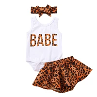 lioraitiin 0 18m newborn infant baby girl 3pcs summer fashion clothing set sleeveless letter printed bodysuit leopard shorts