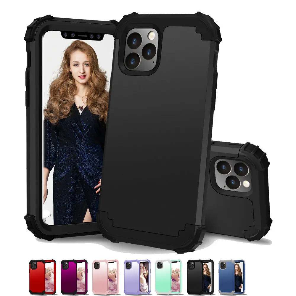 

Anti-Fall Dual Layer Hybrid Armor Case for Iphone 11 Pro XS MAX 12 6 7 8 Plus 6S XR Cover Shockproof 2 in 1 PC Rubber phone Case