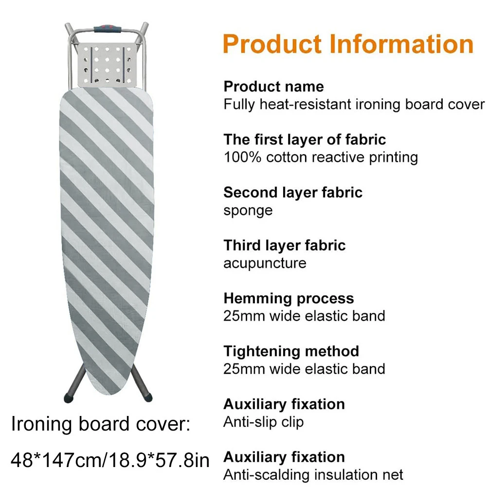 

Home Universal Silver Coated Padded Ironing Board Cover & 4mm Pad Thick Reflect Heavy Heat Reflective Scorch Resistant Ironing
