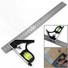 300 мм комбинированная квадратная линейка с пузырьковым уровнем, многофункциональный регулируемый квадратный измерительный инструмент из нержавеющей стали