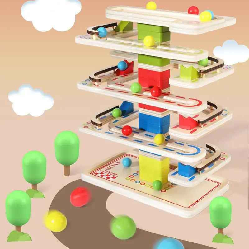 Деревянные детские игрушки Монтессори мраморный шар гоночная трасса