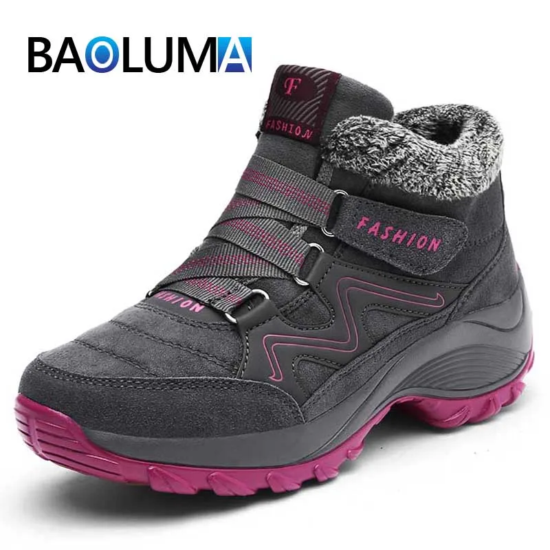 Женская обувь зимние классические женские ботинки теплые с толстым плюшем