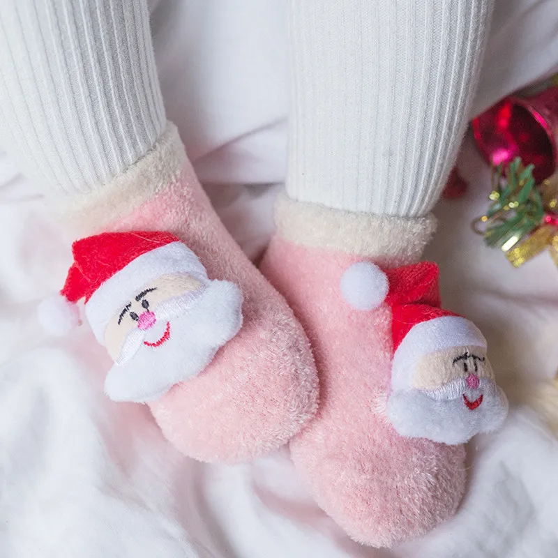 

Baby Winter Chrismas Socks Newborn Warm Cotton Terry Socks Cute 3D Cartoon Floor Sock Toddler Anti-slip Sock 0-3Years