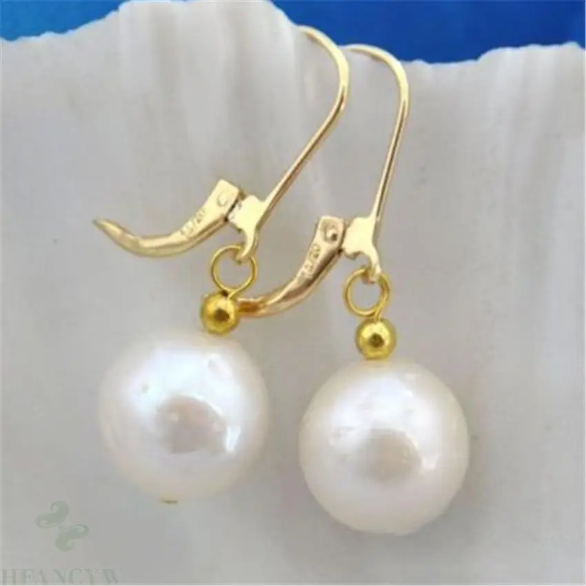 10-11 мм белые жемчужные серьги в стиле барокко 18k Аксессуары для крючков Аврора