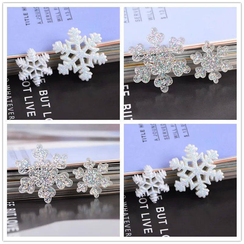 

Transparent glitter Christmas Snow flakes DIY Resin accessories kids toys Filler Cake Topper Decoration Xmas New Year Supplies