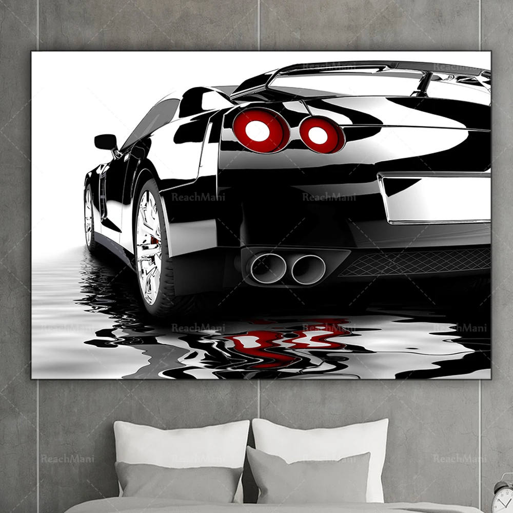 

Canvas wall art sports car, luxury car, modern car, rainbow background, super car wall decoration poster, gift for car lovers