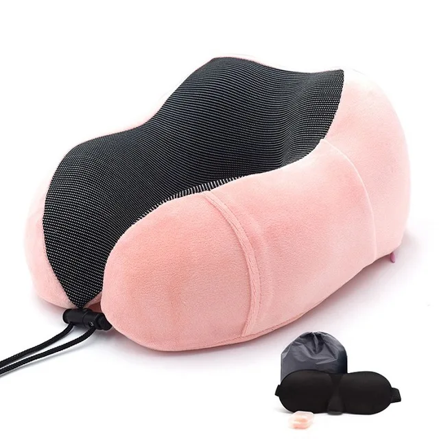 pink Новые u-образные подушки для шеи из пены с эффектом памяти, мягкие медленные подушки для путешествий, однотонный шейный затылочный медицинский постельные принадлежности, Прямая поставка - Цвет: pink