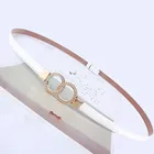 Лидер продаж, модный Регулируемый Женский кожаный ремень с золотой круглой пряжкой, пояс для платьев, женский пояс, белые ремни