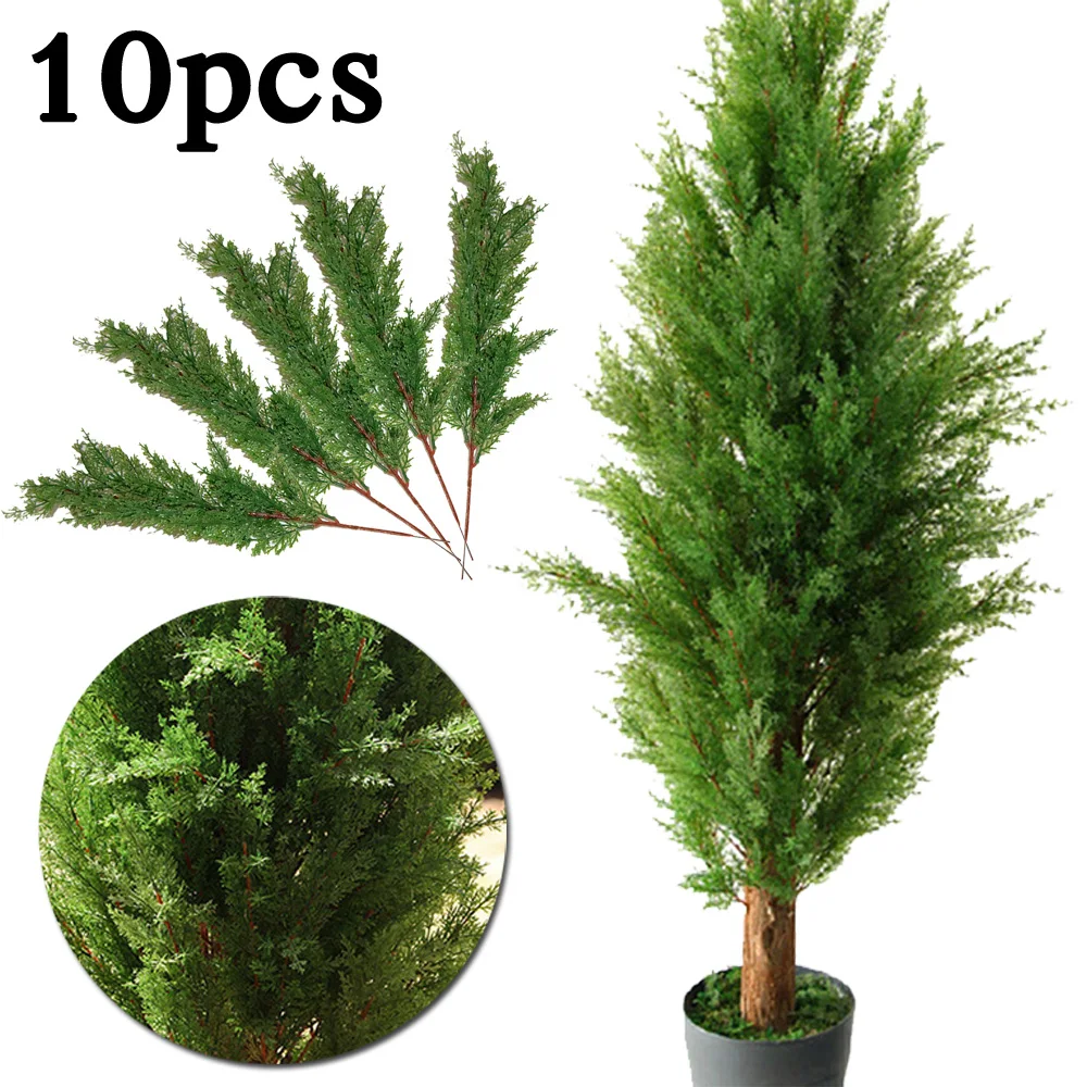 10x Set Artificial Pine Cypress Leaves Branch Home Outdoor Christmas Decoration Artificial Homeliving Room Landscape Decoration