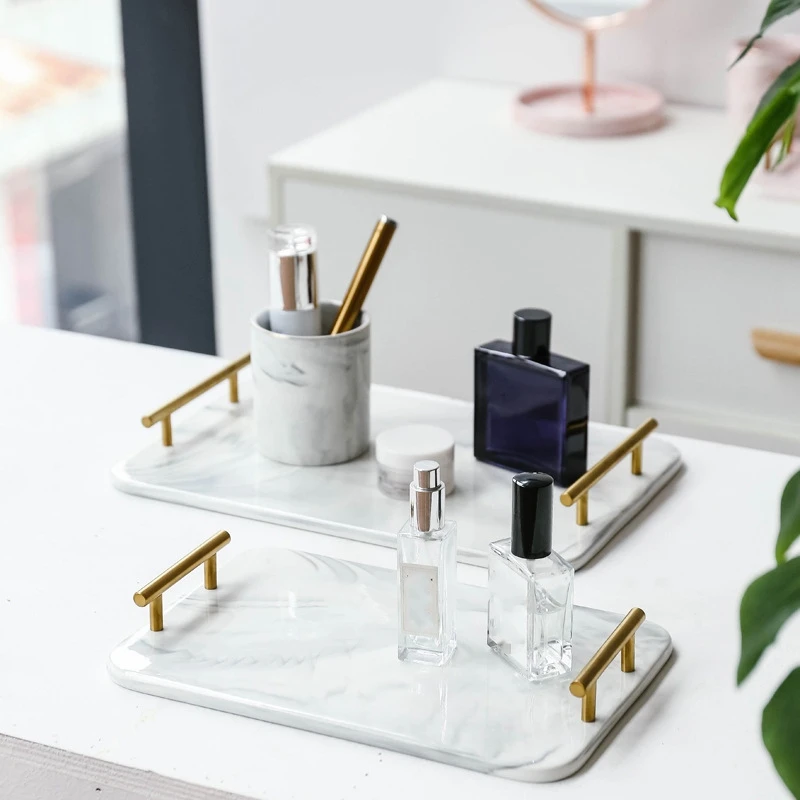 Скандинавский стиль позолоченная ручка керамический Мраморный поддон для