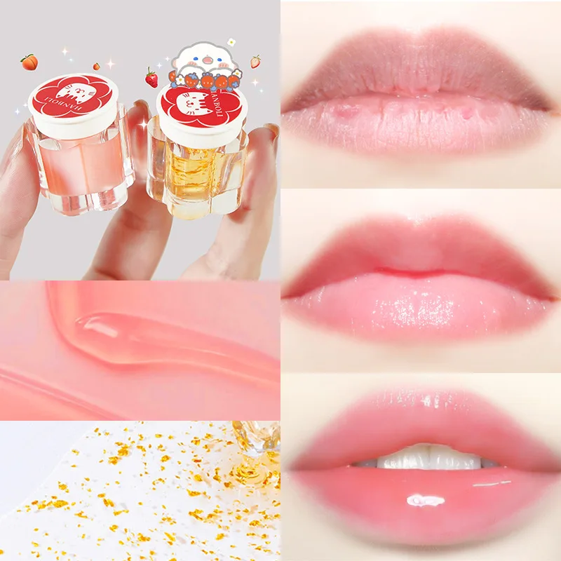 Gold Foil Peach Lip Mask Day and Night Lip Balm Moisturizing Nourishing Reduce Dead Skin Sleep Lip Film Lip Care Lipstick Primer
