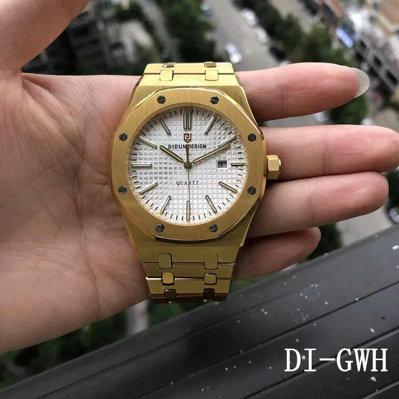 Мужской ремешок для часов didun часы лучший бренд класса люкс кварцевые Rosegold
