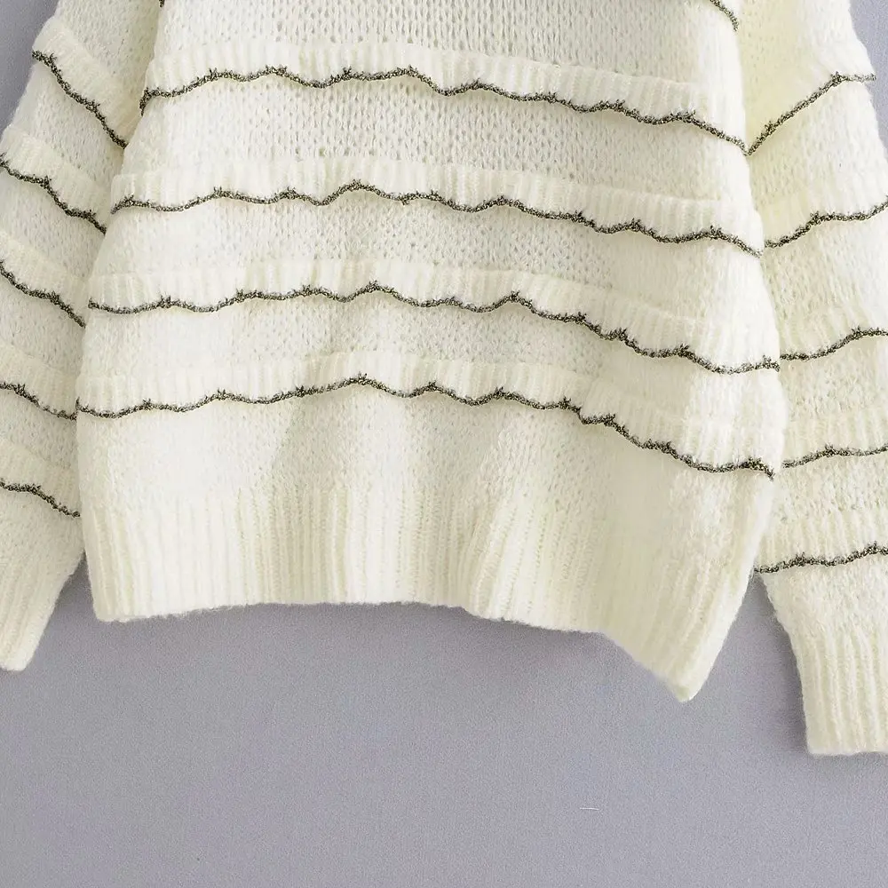 Женский свободный свитер с оборками Элегантный Повседневный пуловер круглым