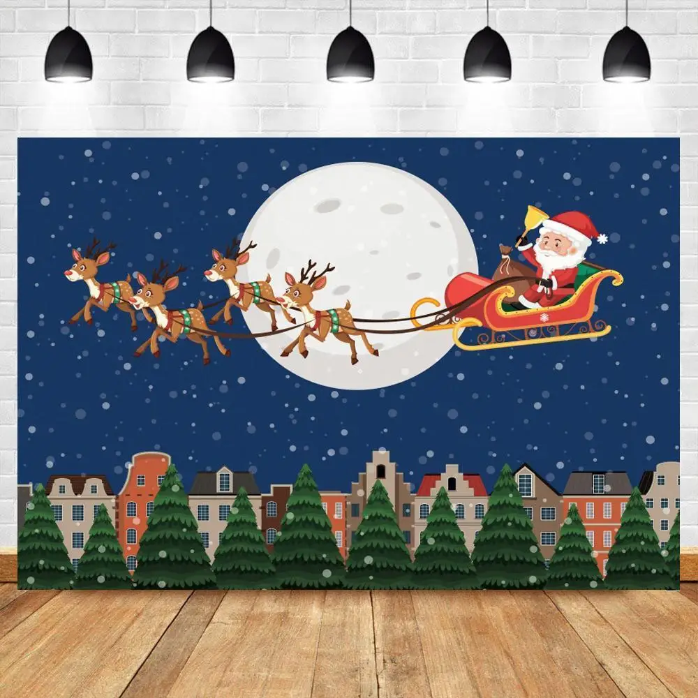 

Christmas Backdrop Noel Kids Family Photo Backdrop Snowflake Santa Background Reindeer Portrait Studio Photography Banner Poster