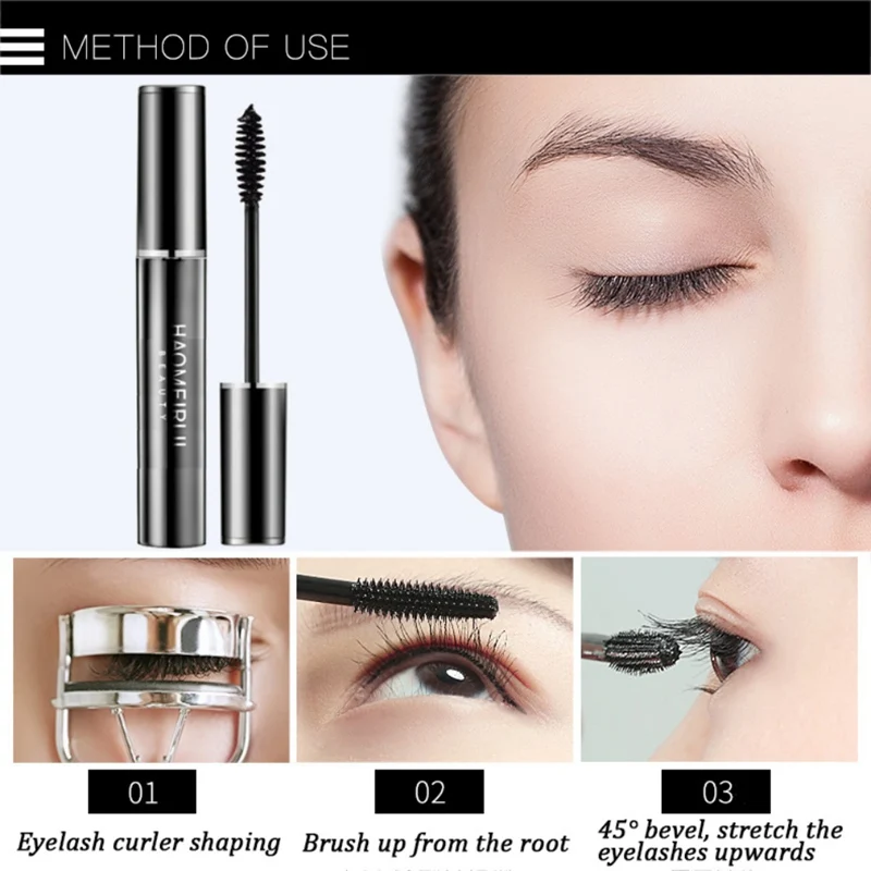 Длинная черная тушь для ресниц водоСТОЙКАЯ легко окрашиваемая естественная