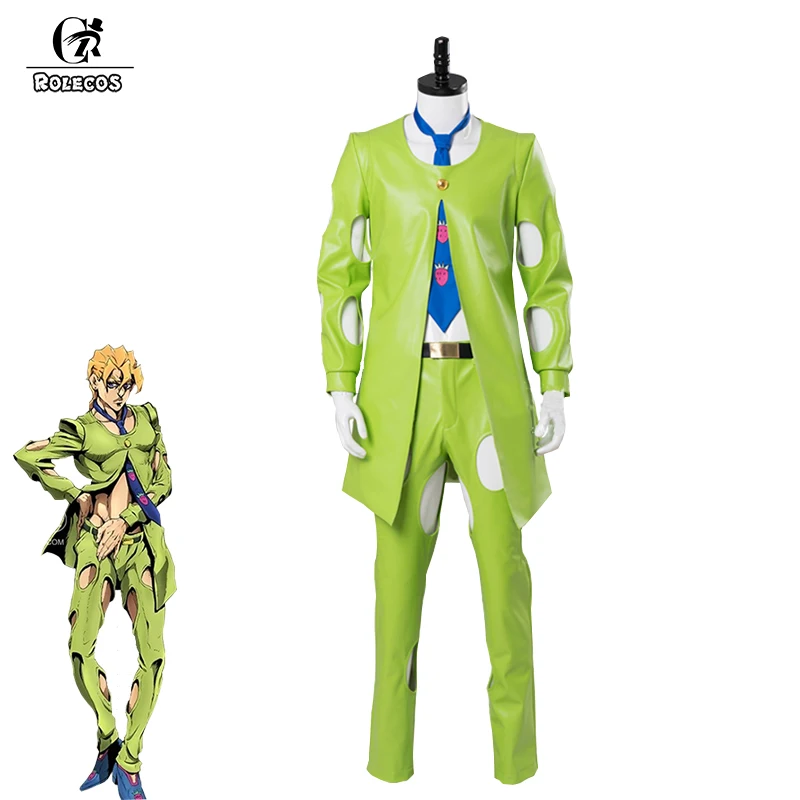 ROLECOS аниме JoJo Необычные Приключения Косплей Костюм Pannacotta Fugo зеленый костюм косплей Тренч полный Наборы для мужчин костюм