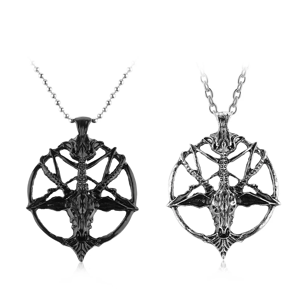 Женская и мужская цепочка с пентаграммой черепом винтажная бижутерия|Ожерелья