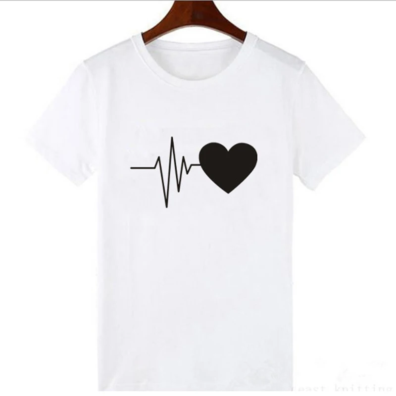 Футболка женская летняя с принтом сердца и графическим принтом|Футболки| |
