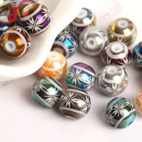 20pcs round porcelain beads with high quality cruciate flower patterned beads for diy making bracelet necklace jewelry