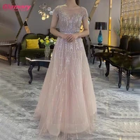 luxury evening dress beads o neck ball gown women dresses gown ladies prom dresses