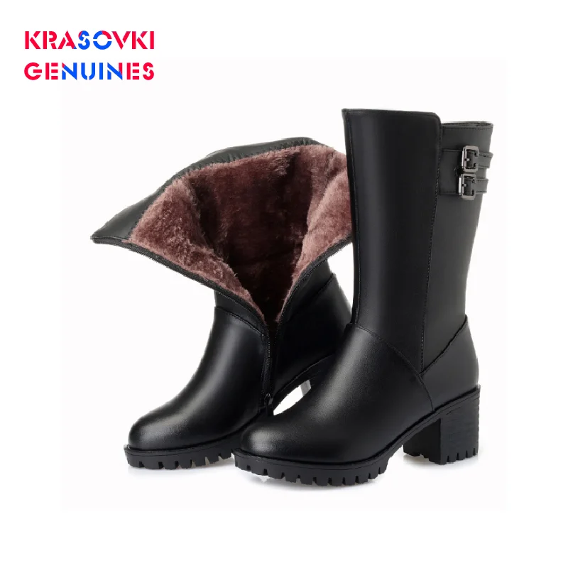 

Женские зимние ботинки на платформе, из натуральной кожи