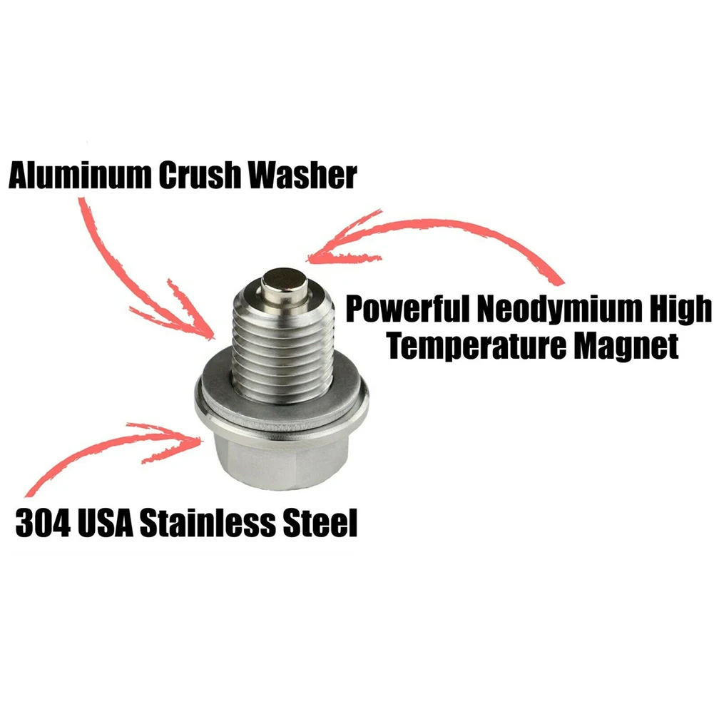 

M14*1.5 Magnetic Oil Drain Plug Neo Magnets Oil Drain Sump Nut Drain Bolt, Silver Nuts