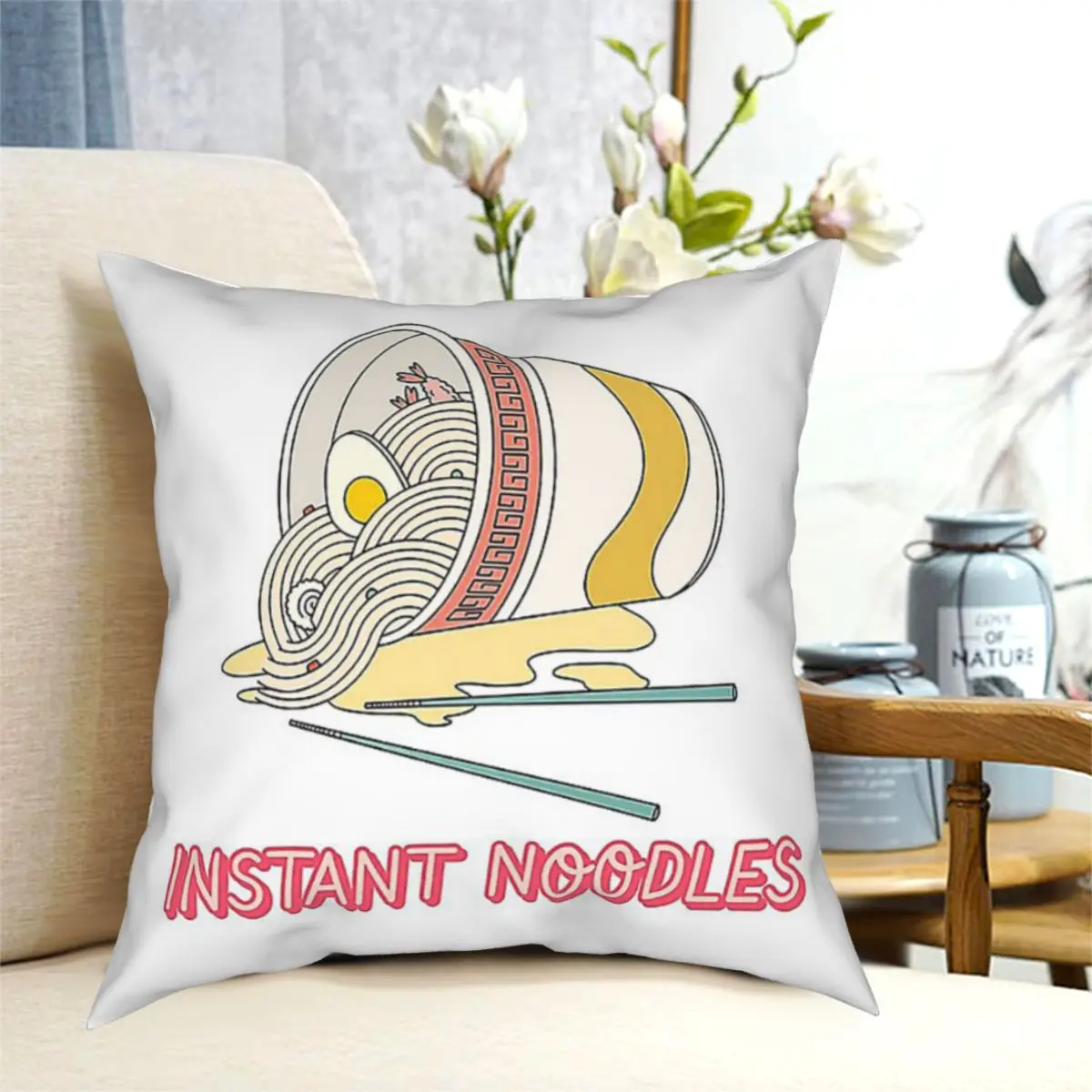 

instant noodle Floor Pillow Cushion Cover Decorative Pillowcases Case Home Sofa Cushions 40x40,45x45cm(Double Sides)