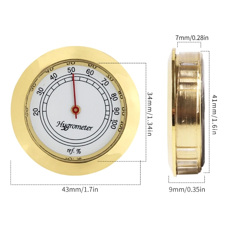 

43MM Mini Household Guitar Case Cigar Hygrometer Cigar Hygrometer High Precision Moisture Meter Tobacco Humidor