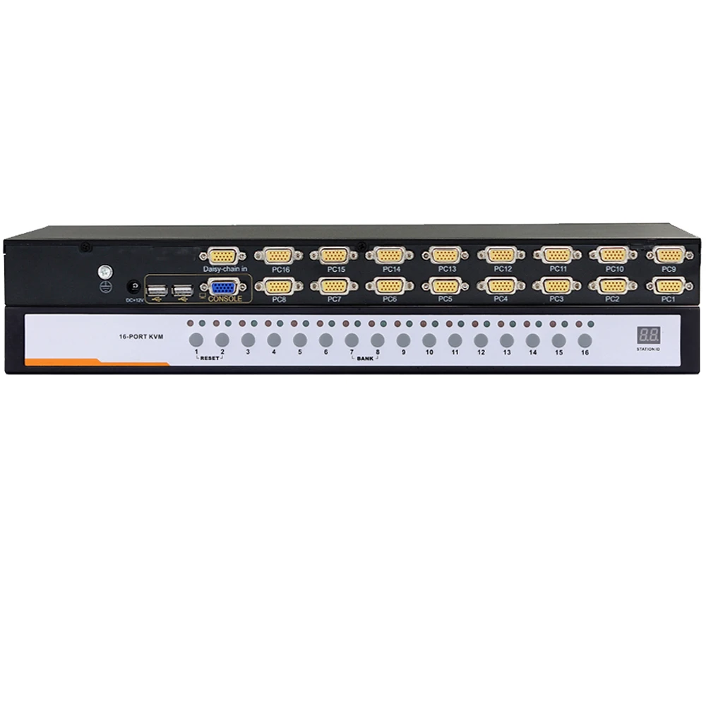 

URD-16 1U стойка крепление маргаритки цепь 16x1 16 порт VGA USB KVM переключатель с OSD