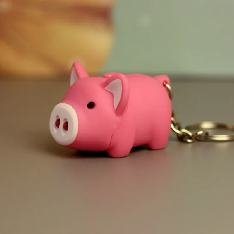 3 вида цветов! Симпатичные свиньи Светодиодные брелоки с фонариком звуковые