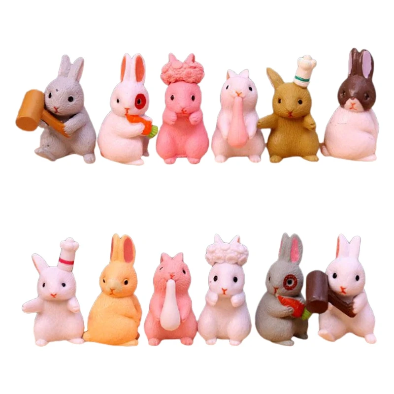 

Cute Easter Rabbit Bunny Figurine Micro Landscape Ornament Cake Topper Decor