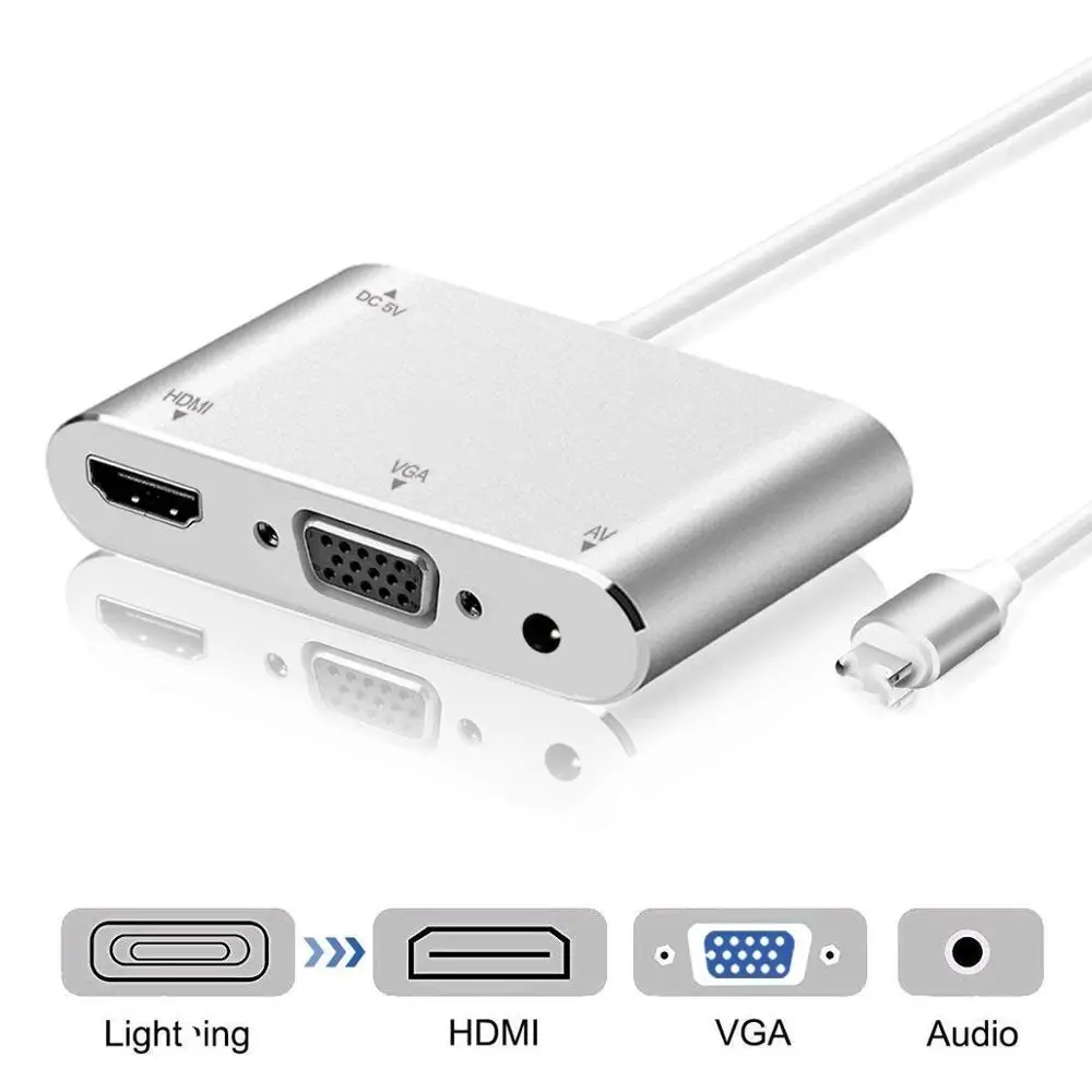 Tonbux 4 в 1 1080P HDMI кабель для освещения HDTV VGA AV конвертер адаптер папа к Hdmi сплиттер