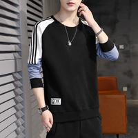 hoodies men round neck long sleeved sweatshirt fashion patchwork sweater 2021 spring and autumn casual pullover crew neck top