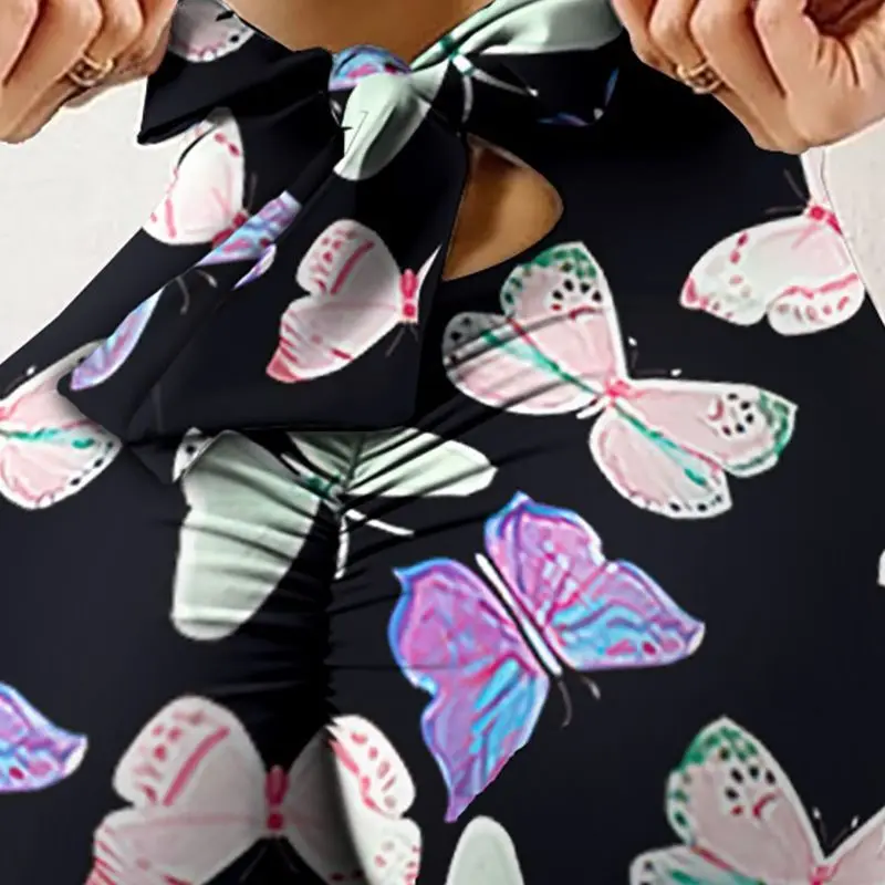 

Yoga Pants Women High Waist Trainer Sports Leggings Long Tights Tie dye Floral Push Up Running Trouser Workout Tummy Control