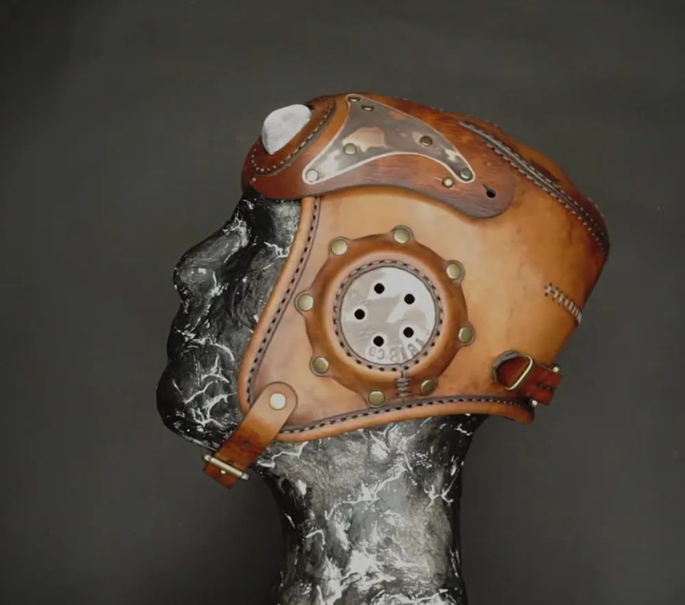 Стимпанк шлем летчика ручной работы кожаный материал посылка сделай сам