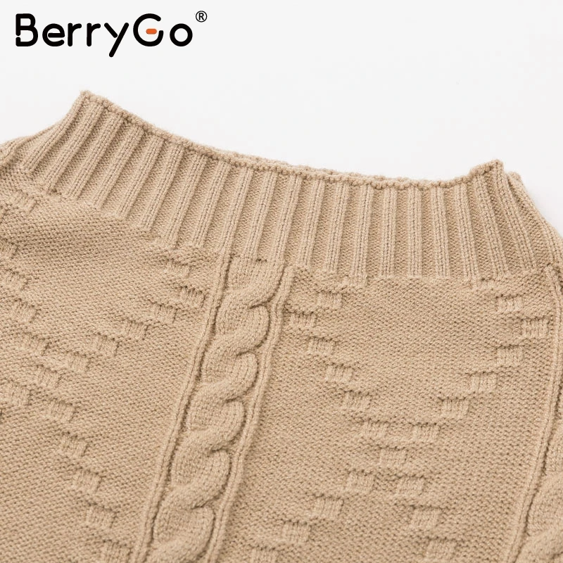 BerryGo вязаное женское платье из двух частей элегантное осенне-зимнее дамское платье с длинными рукавами элегантные вечерние женские платья-свитера