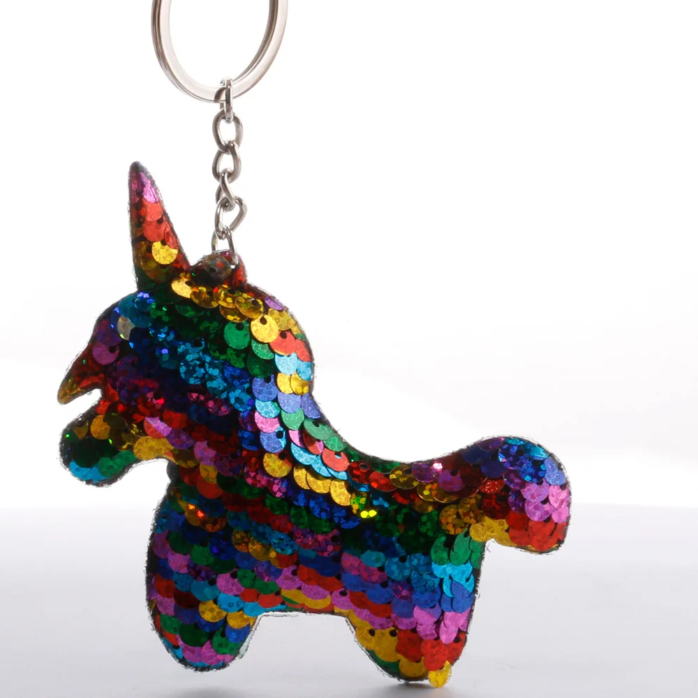 

Fish Scale Sequin Keychain Double-sided Reflective Glossy Unicorn Keychain Women's Coin Purse Pendant