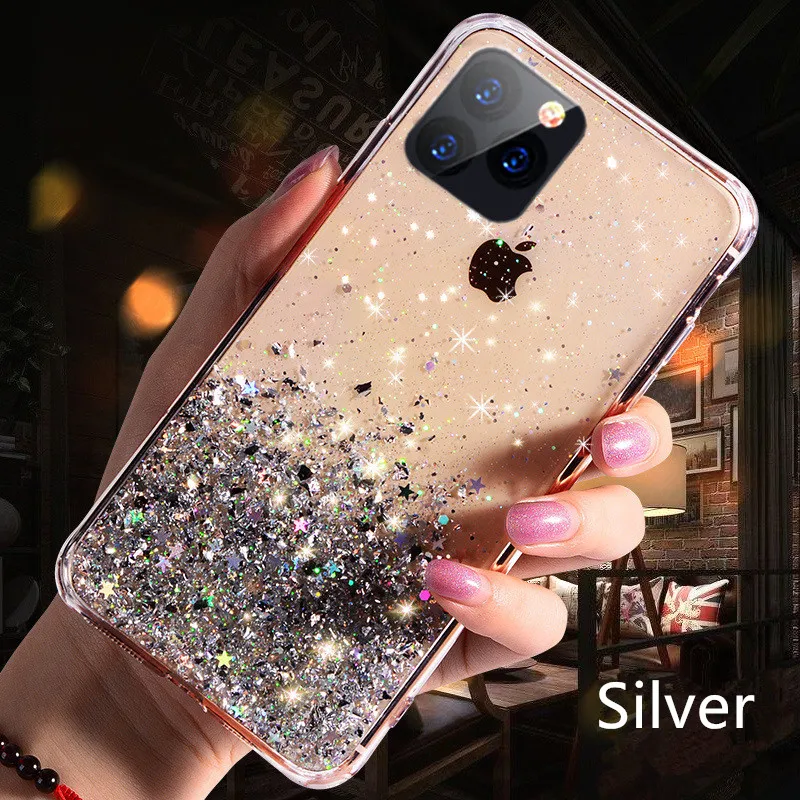 Bling Glitter Translucent Case For iPhone 11 Pro X XS Max XR Soft TPU Silicone Cover 7 8 6 6S Plus Clear Cases |