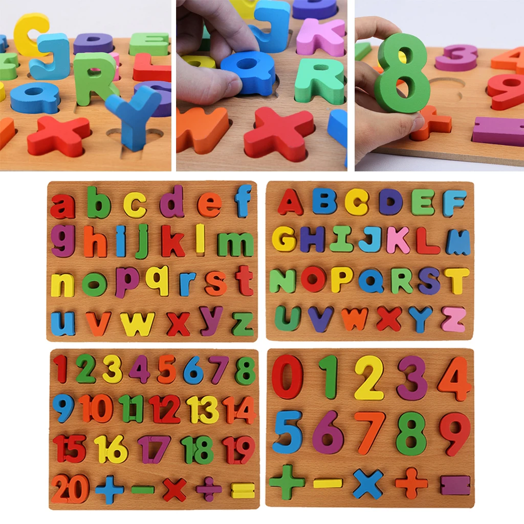 

Детские eco-содружественный деревянный 3D письмо игрушки DIY Цифровой алфавит доска соответствия