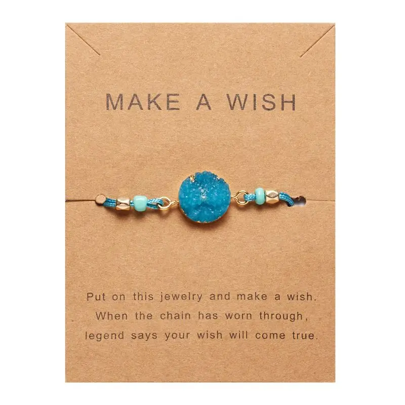 

Make a Wish Resin Stone Lucky Weave Rope Bracelet Adjustable Fashion Jewelry