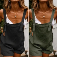 womens summer jumpsuits 2021 linen overalls casual spring rompers female solid button pants plus size turnip