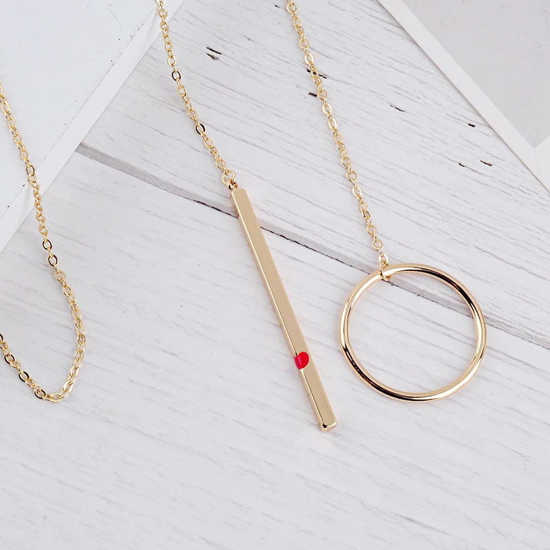 Изысканное золотое ожерелье с круглым кольцом регулируемое длинное кулоном для