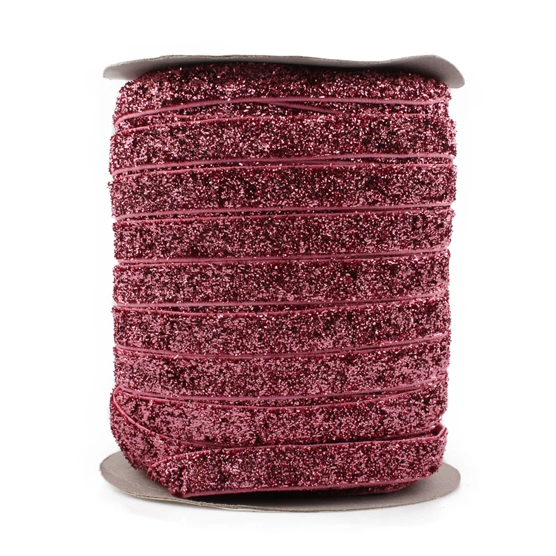 10Yards 10MM OEM Highly-flexible Elastic Glitter Velvet Ribbon Ornaments Solid Metallic Nylon Band for Girls Hair Tie Gift | Дом и сад