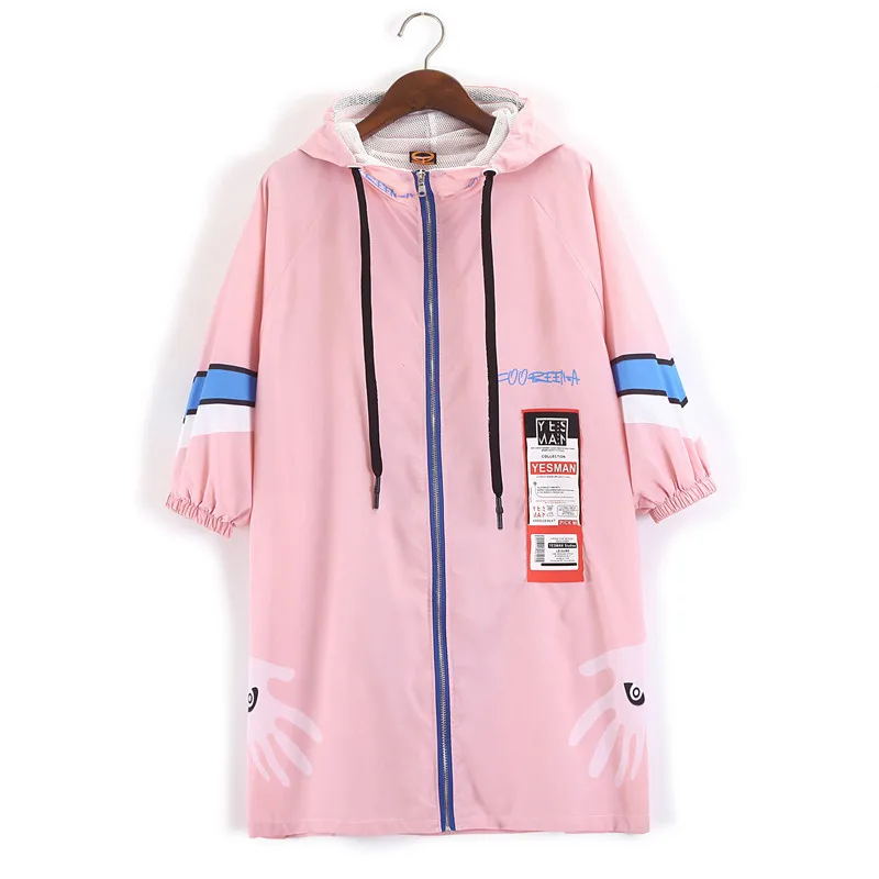 Женский Повседневный тренчкот на молнии Розовый Длинный свободный с защитой от